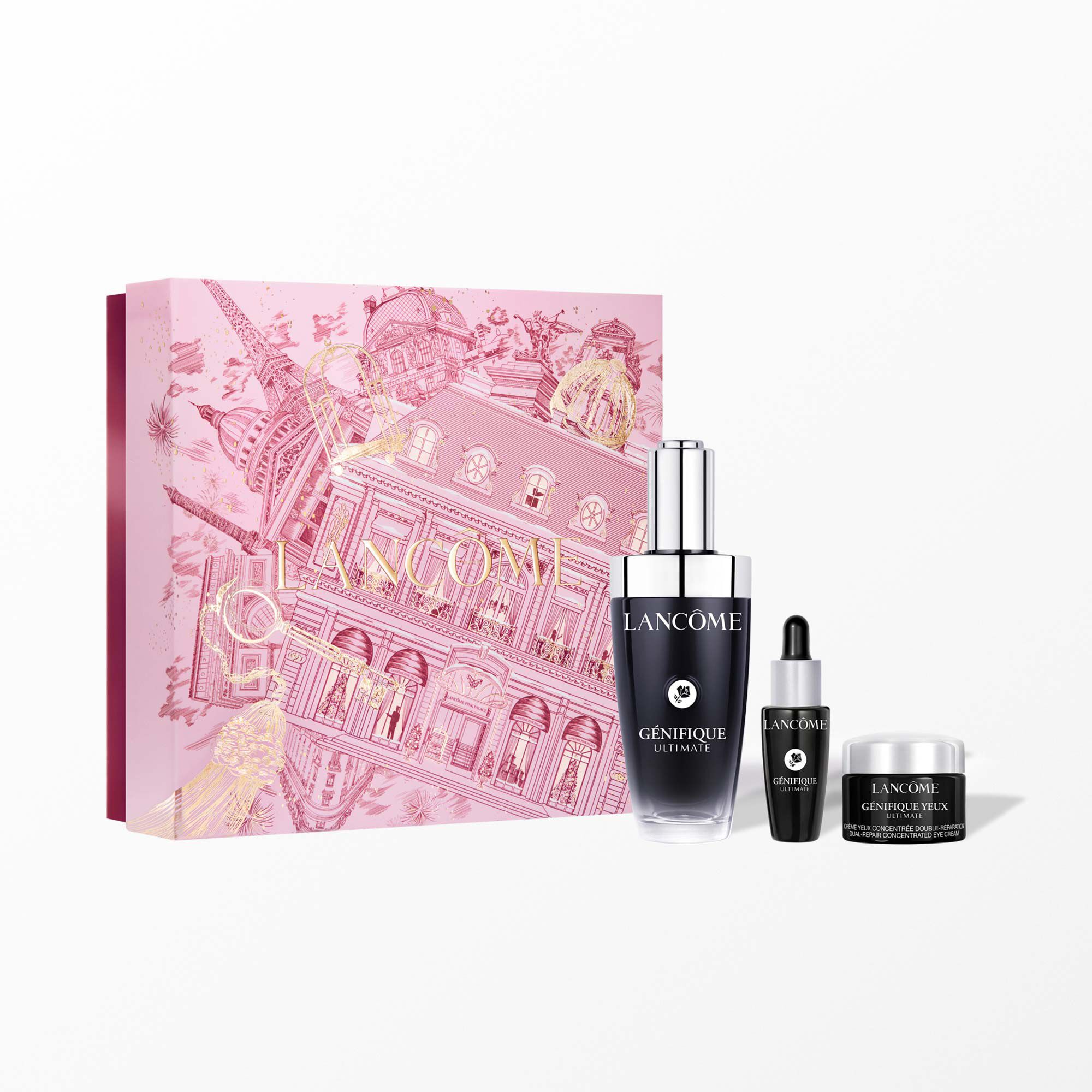 Setul de sărbători Genifique conține: - GENIFIQUE ULTIMATE SERUM 50ML - GENIFIQUE ULTIMATE SERUM 10ML - GENIFIQUE EYE CREAM 5ML MINI