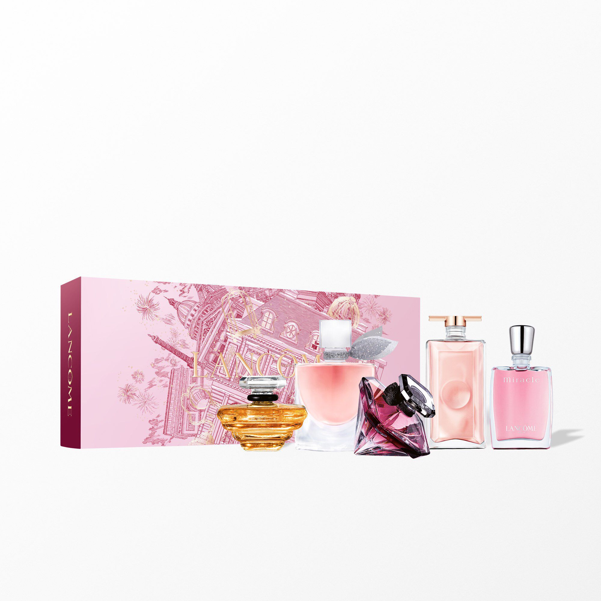 Setul de sărbători Lancome Miniature Fragrance conține: LA VIE EST BELLE EDP 4ML - IDOLE EDP 5ML - TRESOR EDP 7,5ML - LA NUIT TRESOR EDP 5ML - MIRACLE EDP 5ML