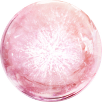 Sfera roz cu efect de strălucire, prezentand nuanțe delicate și un aspect translucid, pare etereală și decorativă.