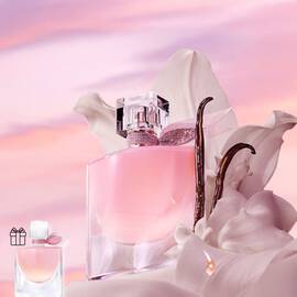 noul parfum La vie est belle cu aceeasi varianta in miniatura care se ofera extra la achizitii