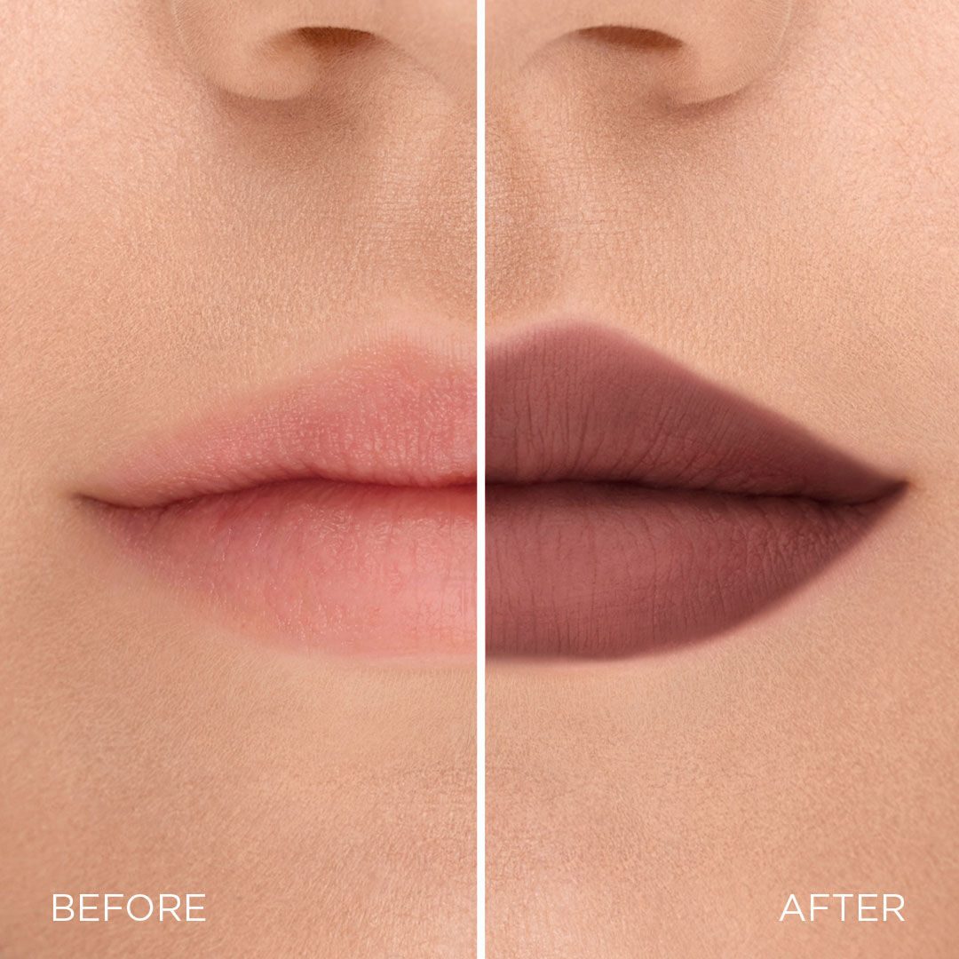 Before and after for Shade 25, Cocoa Cuddle